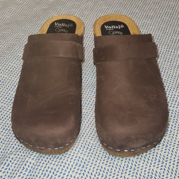 Vollsjo Swedish Clogs low wood heel brown suede size 41/11 NEW no box - Picture 5 of 12